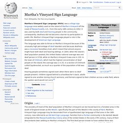 Martha's Vineyard Sign Language