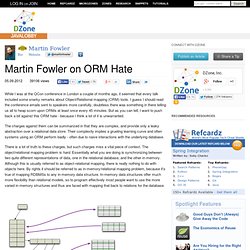 Martin Fowler on ORM Hate