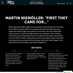 Martin Niemöller: "First they came for the socialists..."