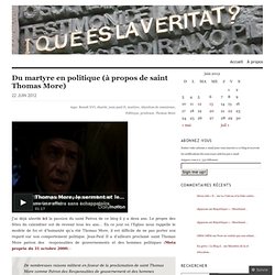 Du martyre en politique (à propos de saint Thomas More)