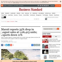 Maruti reports 33% drop in August sales at 1,06,413 units; exports down 11%