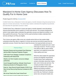 Maryland In-Home Care Agency Discusses How To Qualify For In Home Care