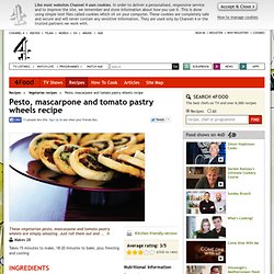 Pesto, mascarpone and tomato pastry wheels recipe