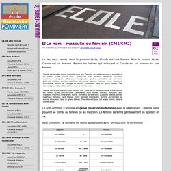 Le nom – masculin ou féminin (CM1/CM2) « Ecole primaire publique Pommery REIMS