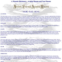 A Masonic Dictionary…to help Masons and Non-Masons
