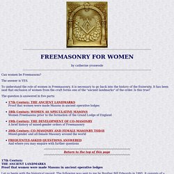 Co-Masonry: Freemasonry for Women