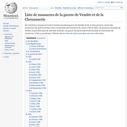 Liste de massacres de la guerre de Vendée et de la Chouannerie