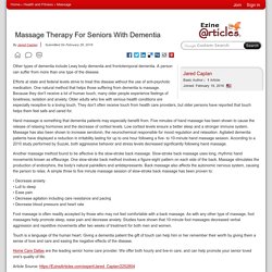 Massage Therapy For Seniors With Dementia