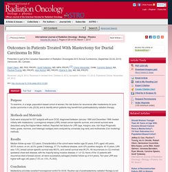 Outcomes in Patients Treated With Mastectomy for Ductal Carcinoma In Situ - International Journal of Radiation Oncology