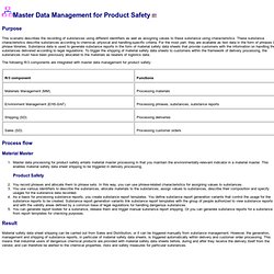 Master Data Management for Product Safety