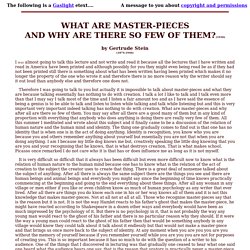 What are master-pieces and why are there so few of them? (1936) by Gertrude Stein