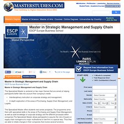 Master in Strategic Management and Supply Chain, Paris, France