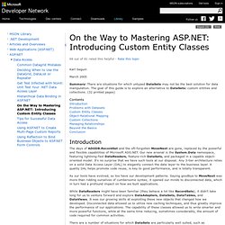 On the Way to Mastering ASP.NET: Introducing Custom Entity Classes