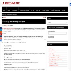 Mastering the One-Page Synopsis