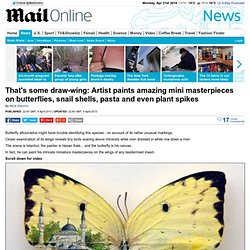 Hasan Kale paints mini masterpieces on butterflies, snail shells, pasta and even plant spikes