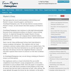 Buy Masters Essay Research Papers