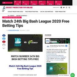 Match 24th Big Bash League 2020 Free Betting Tips