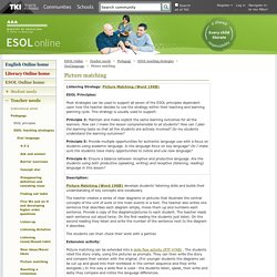 Picture matching / Oral language / ESOL teaching strategies / Pedagogy / Teacher needs / ESOL Online / English - ESOL - Literacy Online website - English - ESOL - Literacy Online