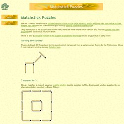 Matchstick Puzzles - fun for all ages