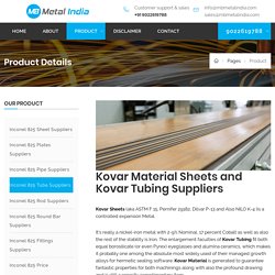 Kovar Sheets / Tubing Suppliers & Exporters in Malaysia, India