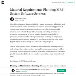 Material Requirements Planning MRP System Software Services