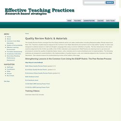 Quality Review Rubric & Materials