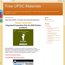 Free UPSC Materials: Daily Static MCQs 11 October 2019 (Central legislature)