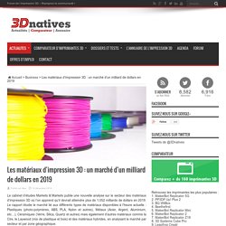 Les matériaux d'impression 3D : un marché d'un milliard de dollars en 2019 - 3Dnatives