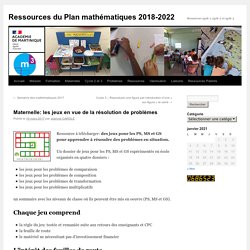 Maternelle: les jeux en vue de la résolution de problèmes