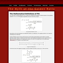 Mathematical Definitions of Phi - The Myth of the Golden Ratio