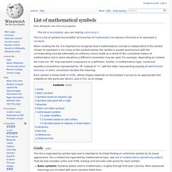 List of mathematical symbols