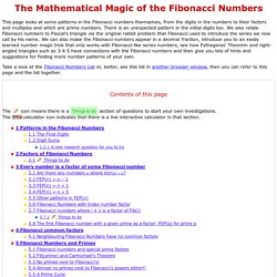 The Mathematical Magic of the Fibonacci Numbers