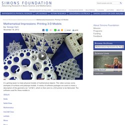 3-D Printing of Mathematical Models