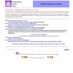 Mathematical Journals
