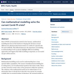 BMC PUBLIC HEALTH 24/04/20 Can mathematical modelling solve the current Covid-19 crisis?