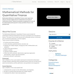 Mathematical Methods for Quantitative Finance