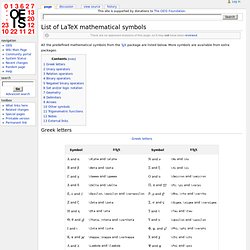 List of LaTeX mathematical symbols - OeisWiki