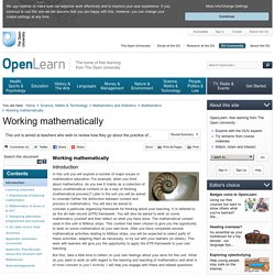 Working mathematically - OpenLearn - Open University - ME620_1