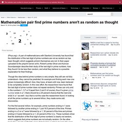 Mathematician pair find prime numbers aren't as random as thought