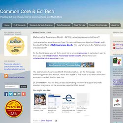 Common Core and Educational Technology: Mathematics Awareness Month - APRIL; amazing resource list here!!!