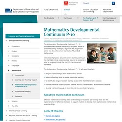 Mathematics Developmental Continuum P-10