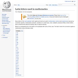 Latin letters used in mathematics