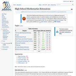 High School Mathematics Extensions