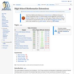 High School Mathematics Extensions