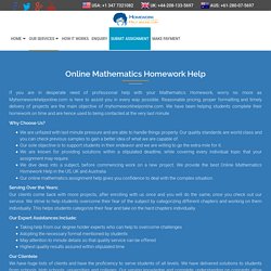 Mathematics Homework Help - My Homework Help Online