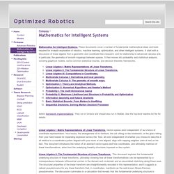 Mathematics for Intelligent Systems - Optimized Robotics