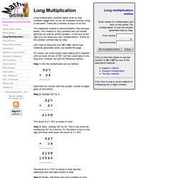 Online help with Mathematics − Long Multiplication