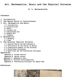 Art, Mathematics, Music and the Physical Universe