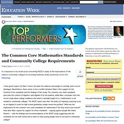 The Common Core Mathematics Standards and Community College Requirements - Top Performers