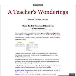 Open-Ended Tasks and Questions in Mathematics